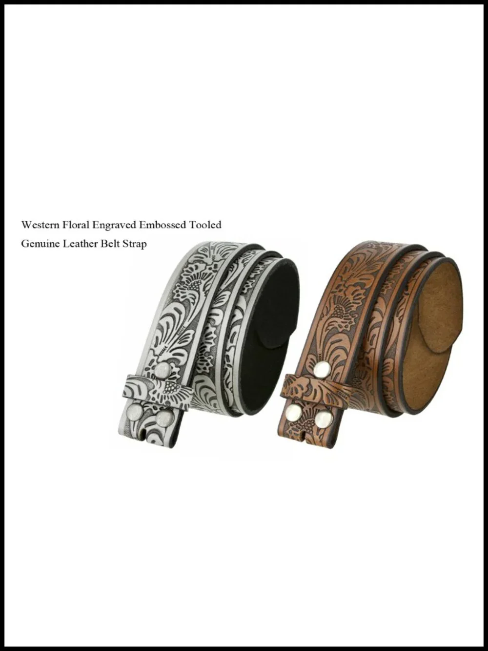 Hand Tooled Genuine Leather Belt Strap 1.5 Inch Western Floral Engraved